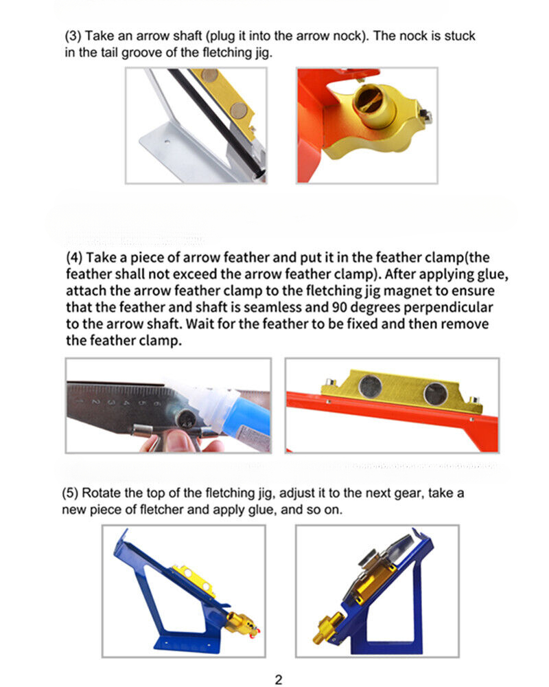 Arrow Fletching Jig Stick Feather Vanes DIY Tool Archery Fletches Steel Clamp